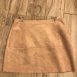 Cream, Suede mini skirt.